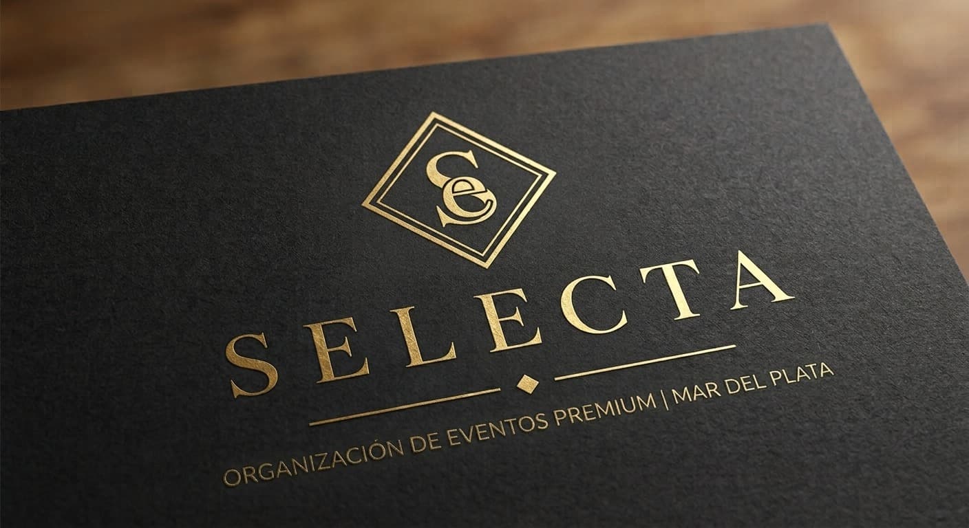 Tarjeta de presentación de Selecta con logo plateado